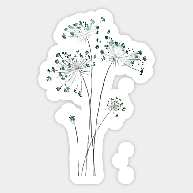 abstract green Queen Anne's lace watercolor Sticker by colorandcolor